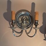 Pair of two-armed silver-plated bronze wall lights from Maison Charles, 1960.