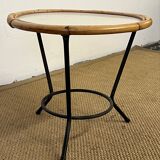 Round rattan side table
