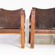 French Leather Safari Armchairs Mid-Century