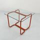 Table à manger tubulaire orange en métal et verre, 1980