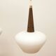 Scandinavian metal and opaline glass pendant lamp, 1950