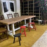 Raw wood table top.