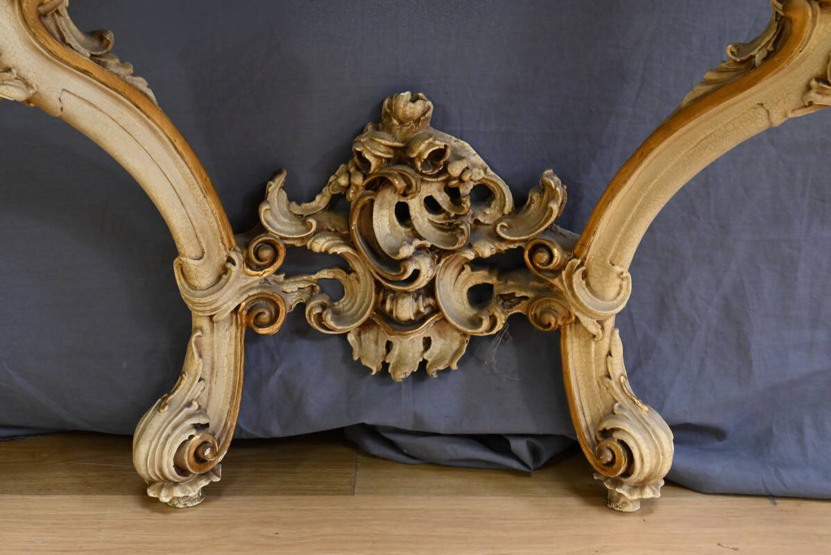 Painted Wooden Console-Mirror Set – 20th Century