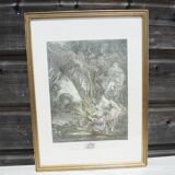 Old framed lithograph: The Hunt of Beauvarlet Jacques Firmin