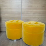 India Mahdavi velvet pouffe stool