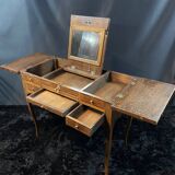 19th-century hairdresser with marquetry decoration on oak in the Louis XV Transition style.