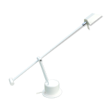 Massive swing desk lamp has two lights and a kneecap