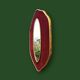 Oval wall mirror in burgundy velvet and brass – 1950s–1960s