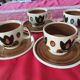 Kimono coffee service signed Boch. Vintage and trendy