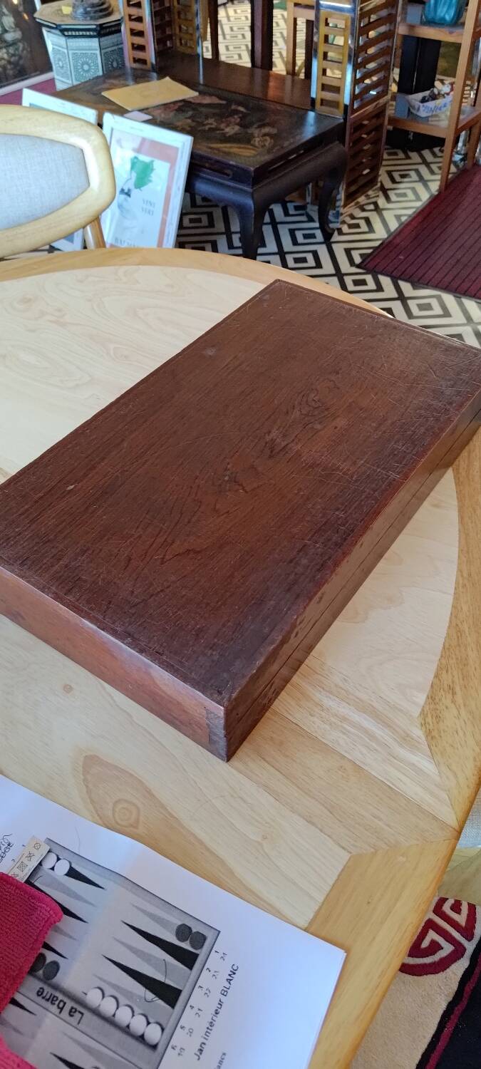Marine marquetry backgammon set