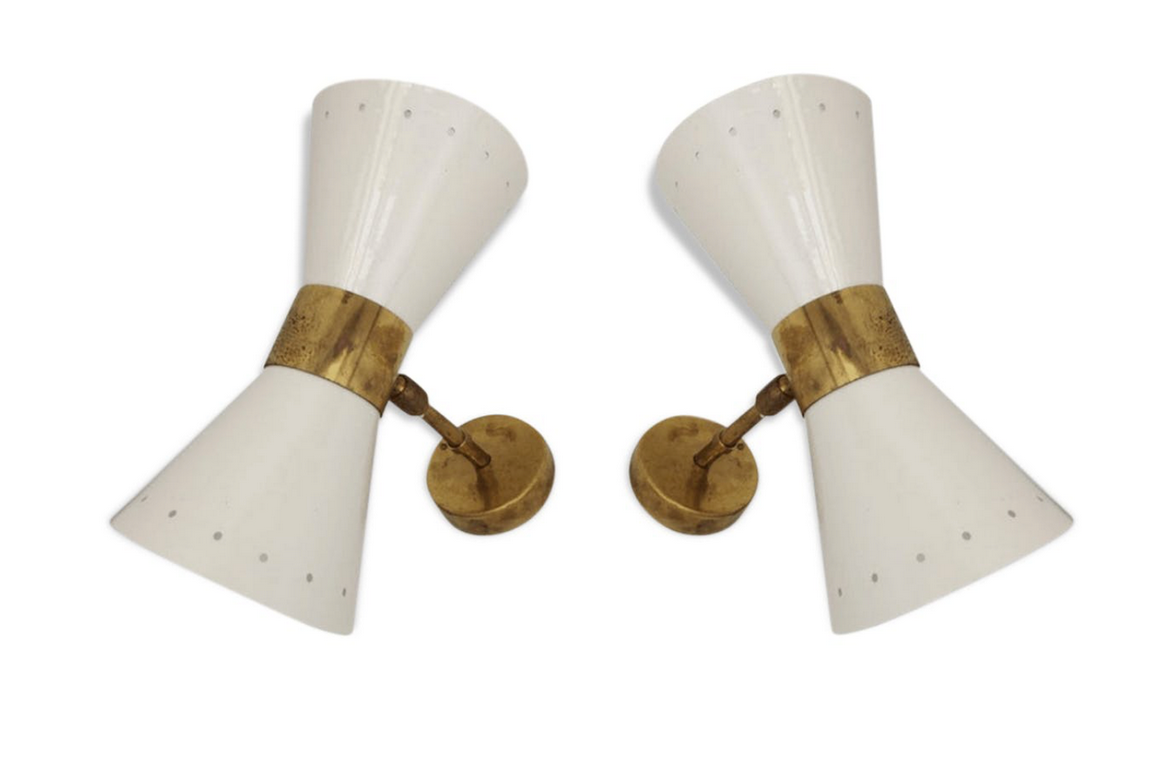 Paire d'appliques diabolo blanc
