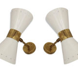 Paire d'appliques diabolo blanc