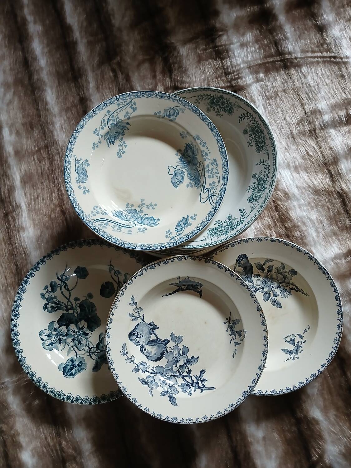 10 antique deep plates in ironstone
