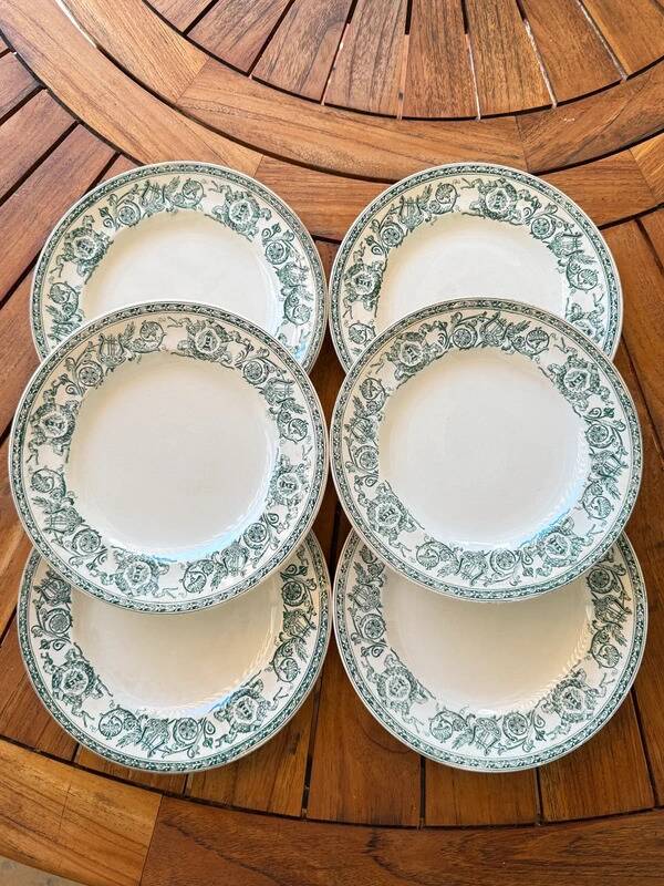 Set of 6 antique Longwy "Talma" flat plates in ironstone - 20th century