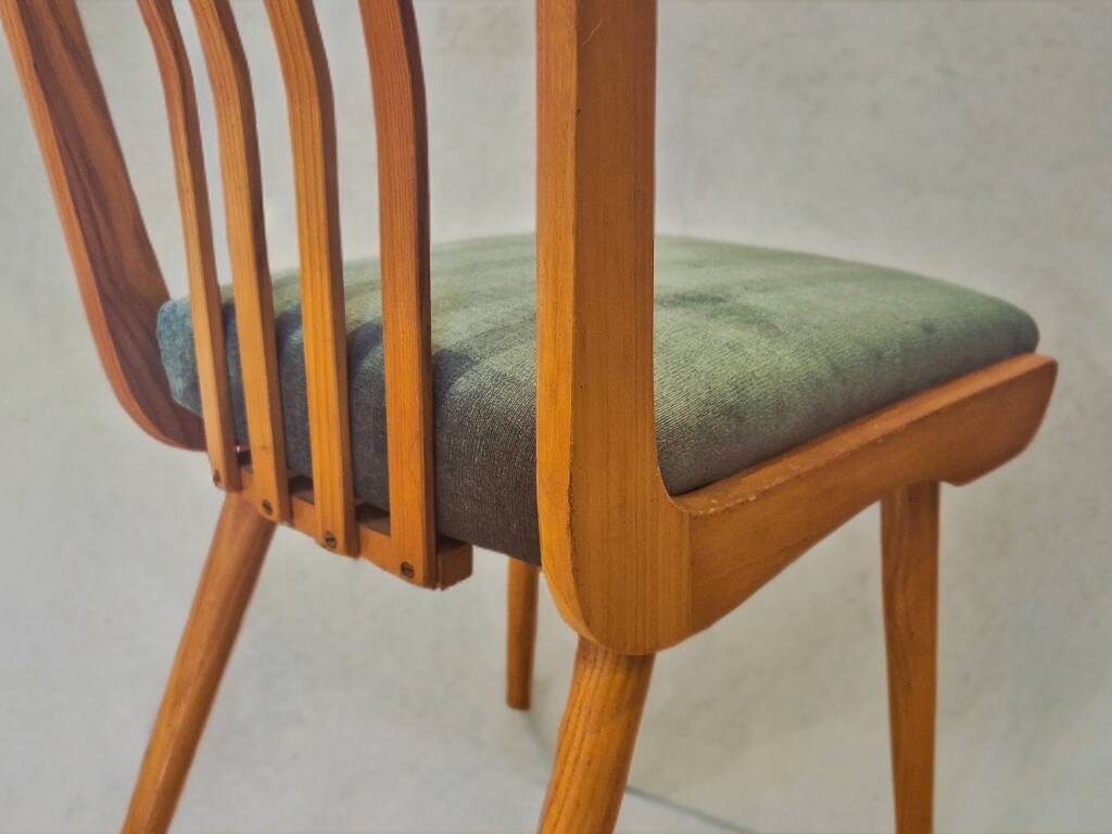 Dining room set, extendable table and 4 chairs, Czech vintage 19.