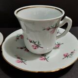 Paire de tasses à café en porcelaine de Couleuvre XXème