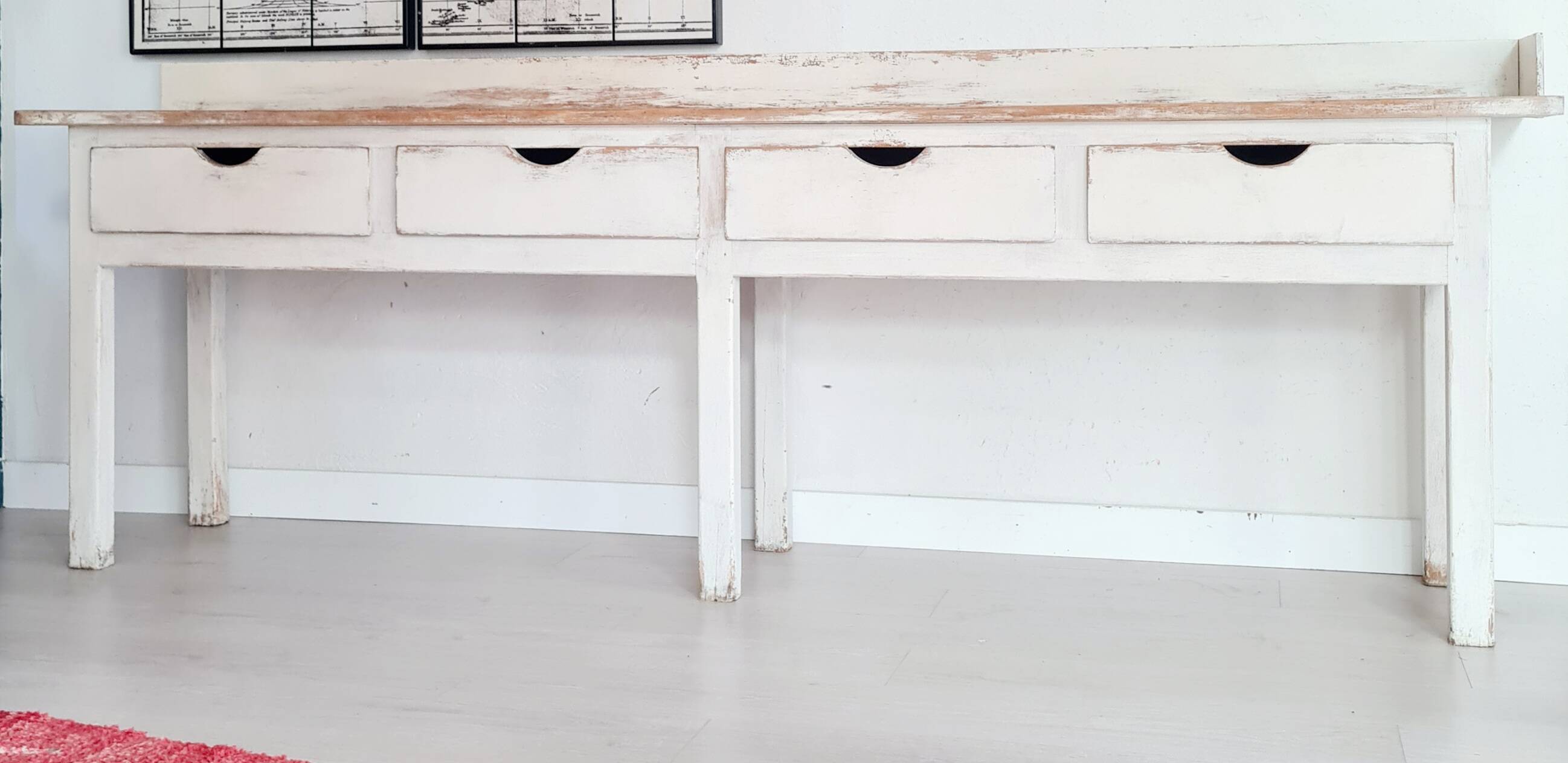 Antique counter, wooden work table.
