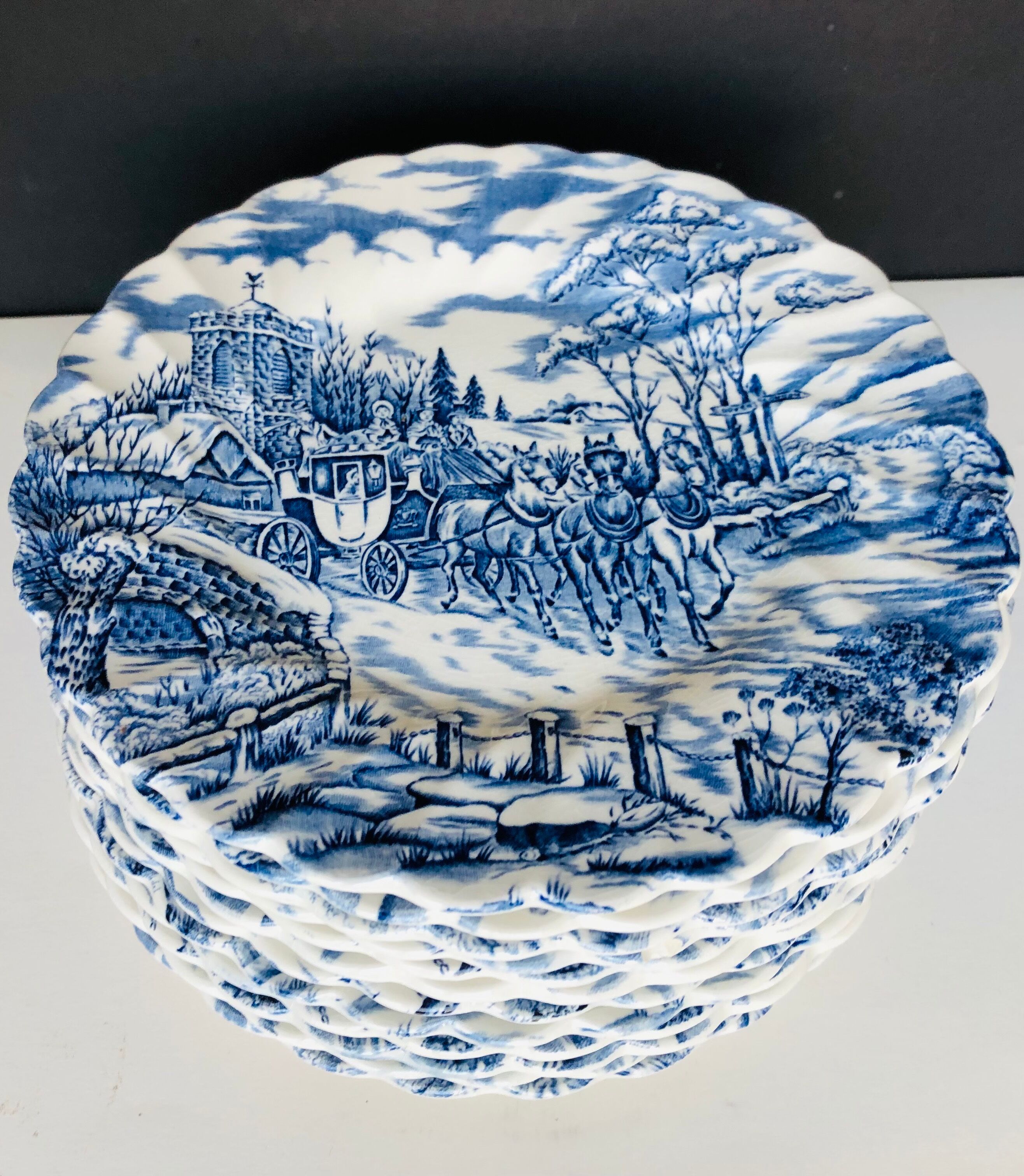 12 English dessert plates