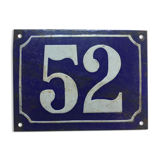 Plaque émaillée n° de rue n°52