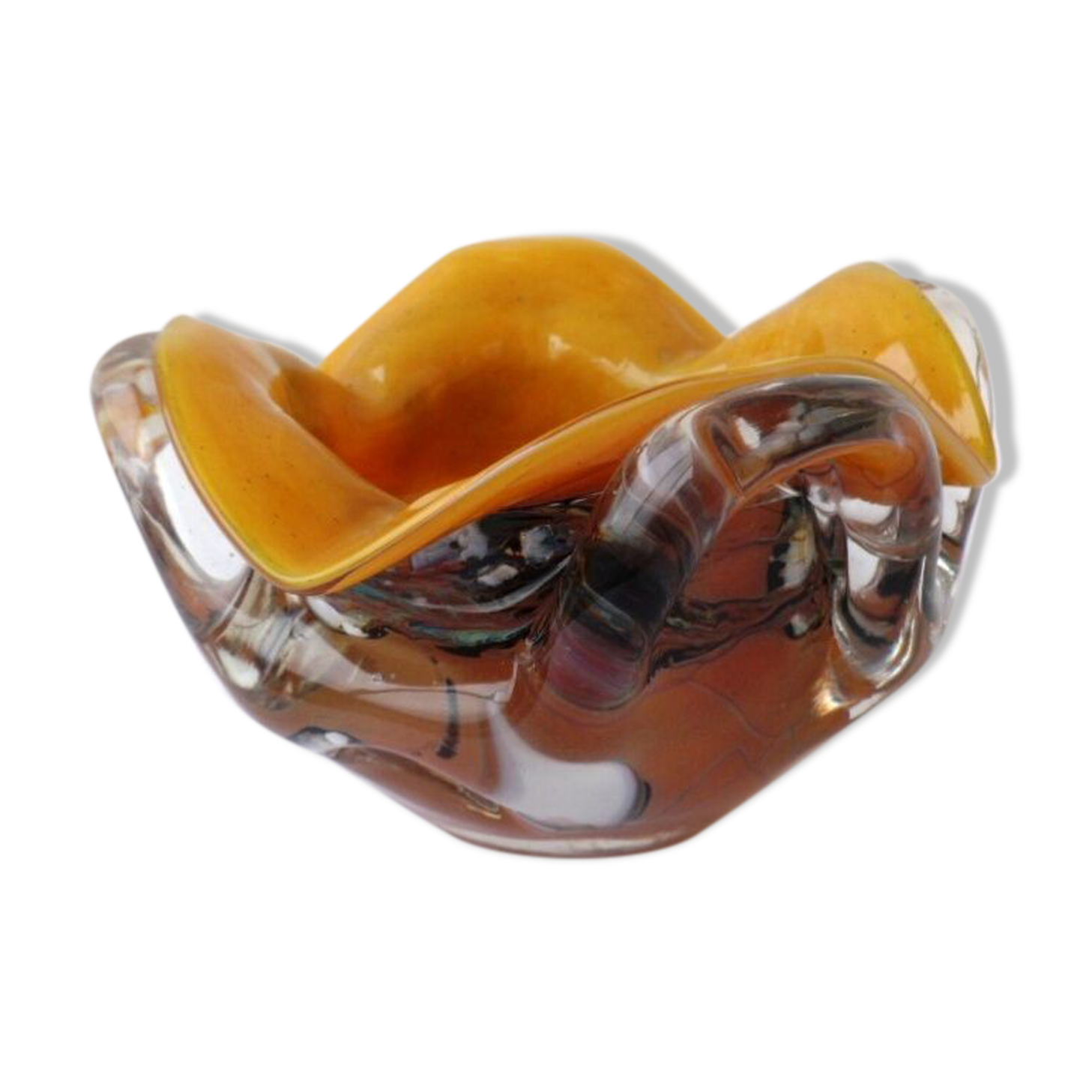 Ashtray empty-pocket cup in blown glass La Bourboule