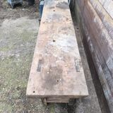 Old oak and beech workbench with its press