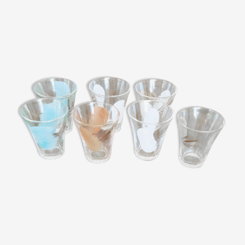 Series of 7 vintage liqueur glasses
