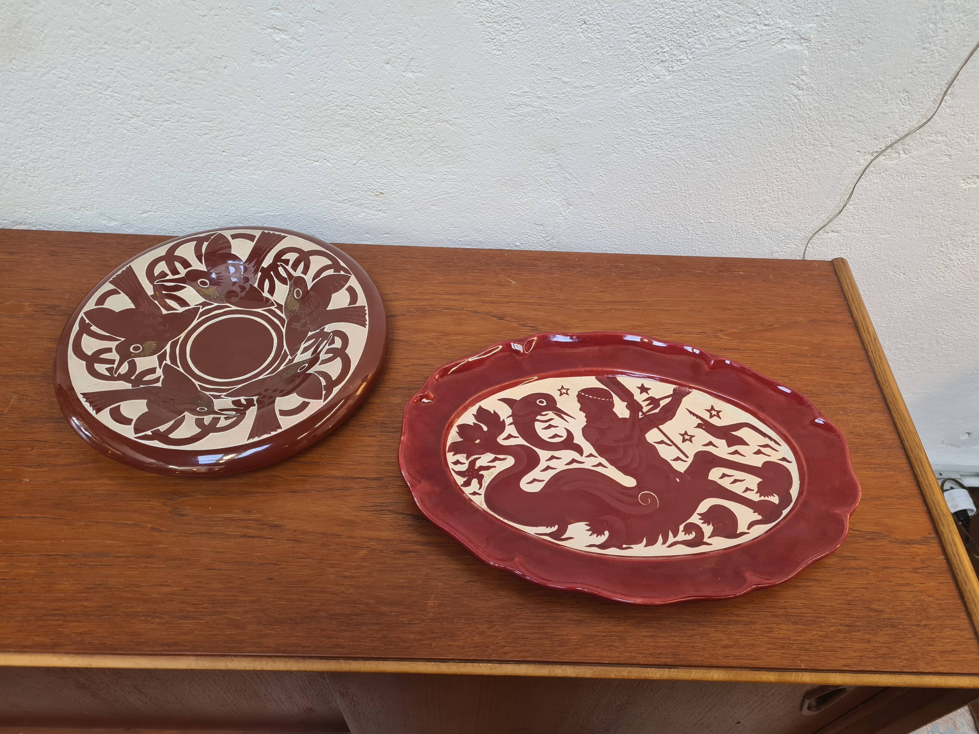 Ceramic dish by roger mequinion art-deco signed