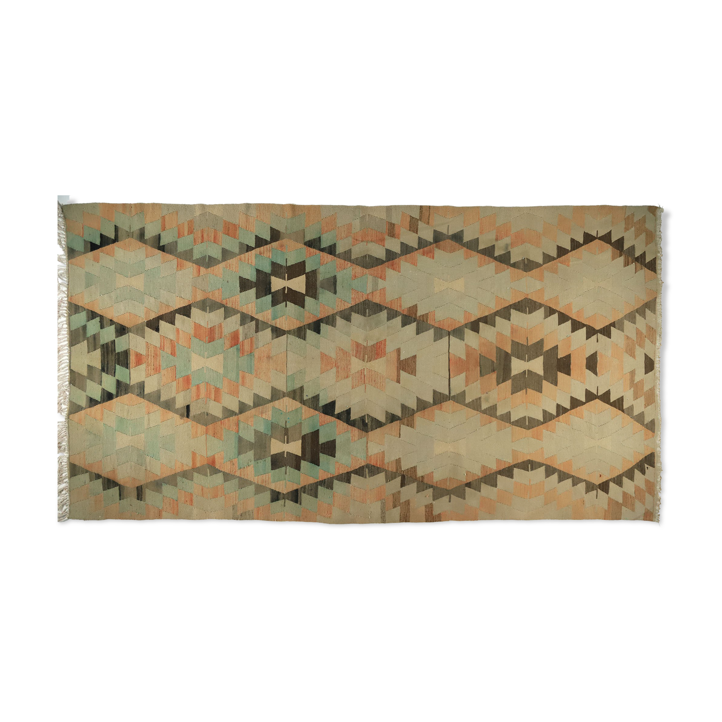 Anatolian handmade kilim rug 388 cm x 195 cm