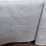 Party tablecloth - 2m30 x 5m30 - white damask monogrammed ct