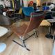 Vintage armchair design steel and leathers stretched 70s