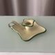Vintage Belgian Enamel Chamberstick Candle Holder – Cream & Green