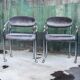 Fauteuil chromé postmoderne velours gris, roulettes