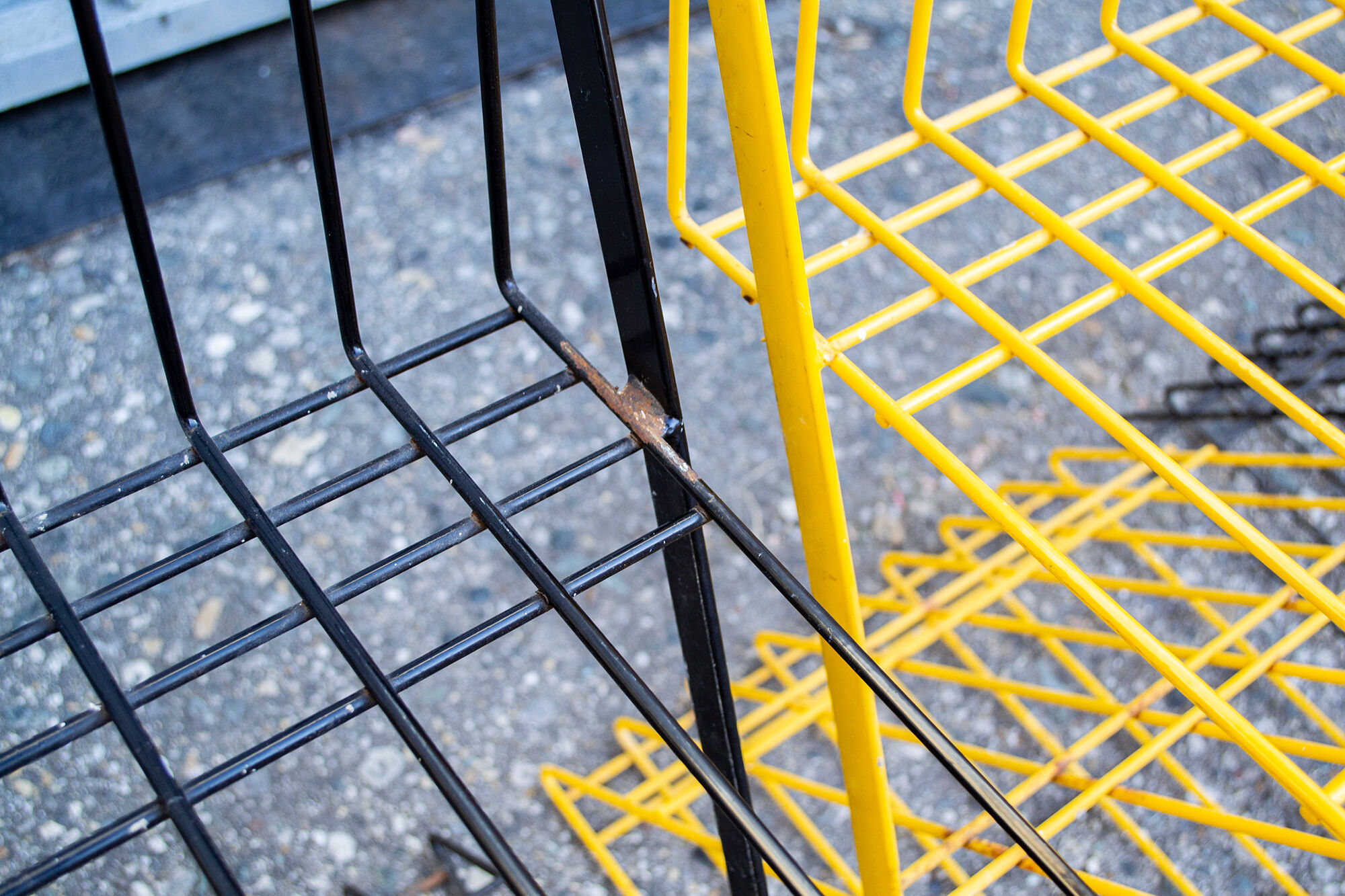 Stackable brutalist iron chairs Italy 70s