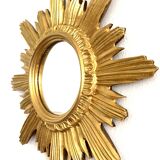 Golden carved wooden sun mirror — 42 cm