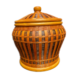 Pot with braided bamboo lid