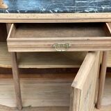 Parisian art deco 2-part sideboard renovated in solid oak and marble 1940 152c