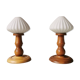 Set de 2 lampes de table vintage en bois 70s