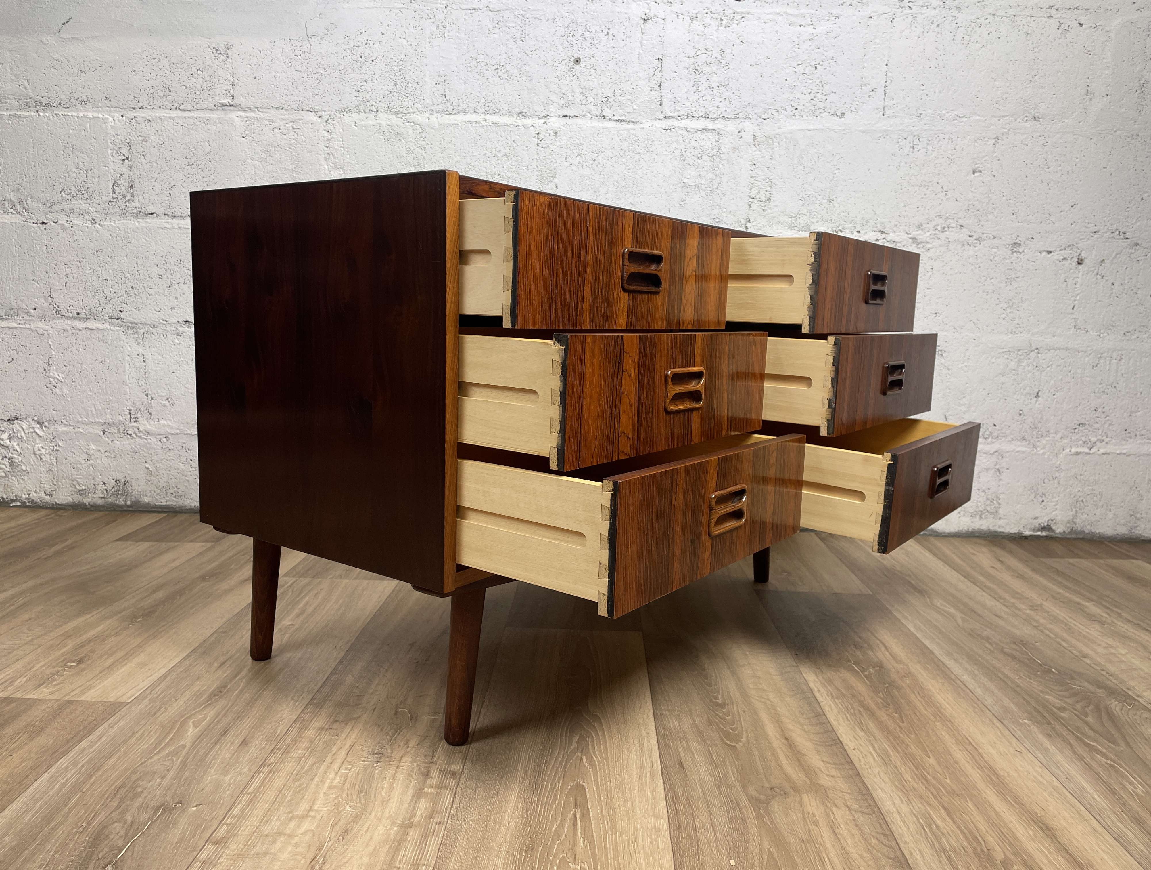 Scandinavian rosewood bass chest of drawers, 60s