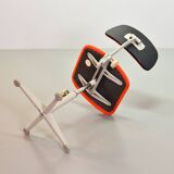 Ahrend De Cirkel Industrial Desk Chair with Orange Fabric Upholstery 1950s