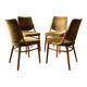 Bentwood dining chairs set of 4, retro beech wood & olive velour, TON 1960s–1970s, Czechoslovakia