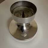 Tulip footed candle holder in silver metal 1970