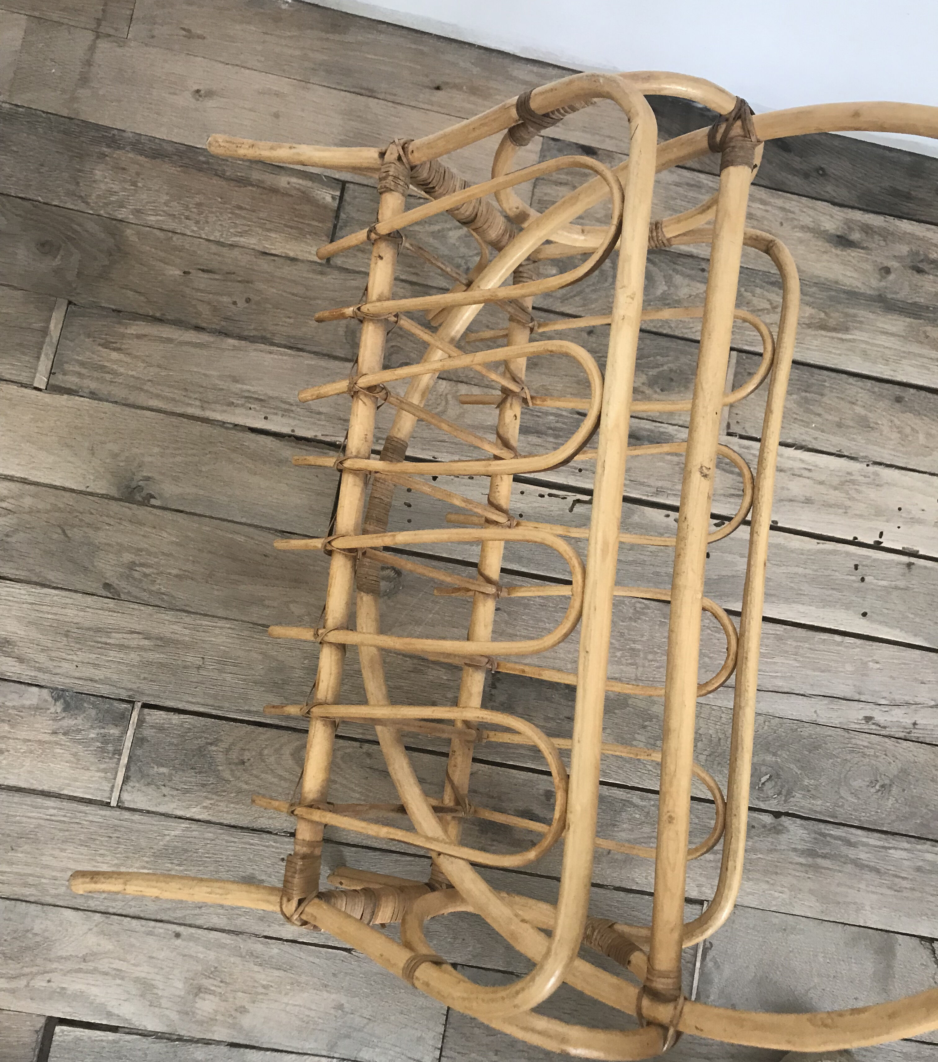 Vintage rattan magazine rack