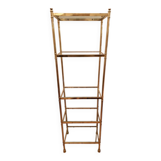 Étagère en laiton doré hollywood regency