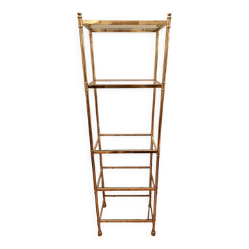Golden brass shelf Hollywood Regency