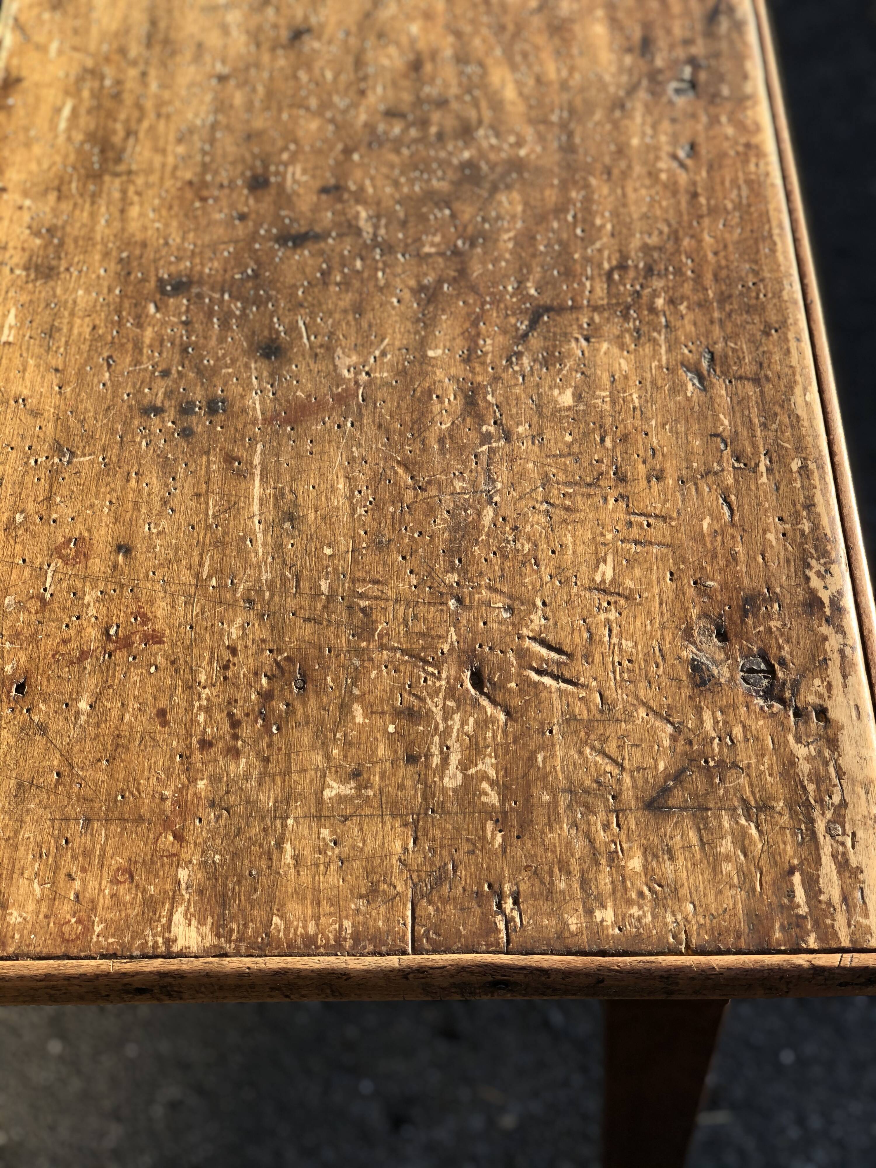 Old wooden farm or workshop table