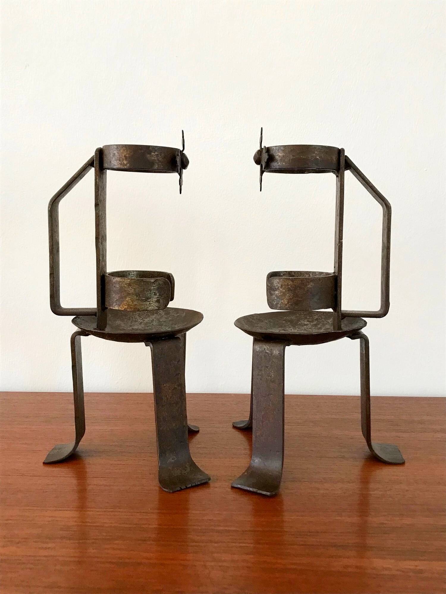 Vintage wrought iron candle holders from the 70s