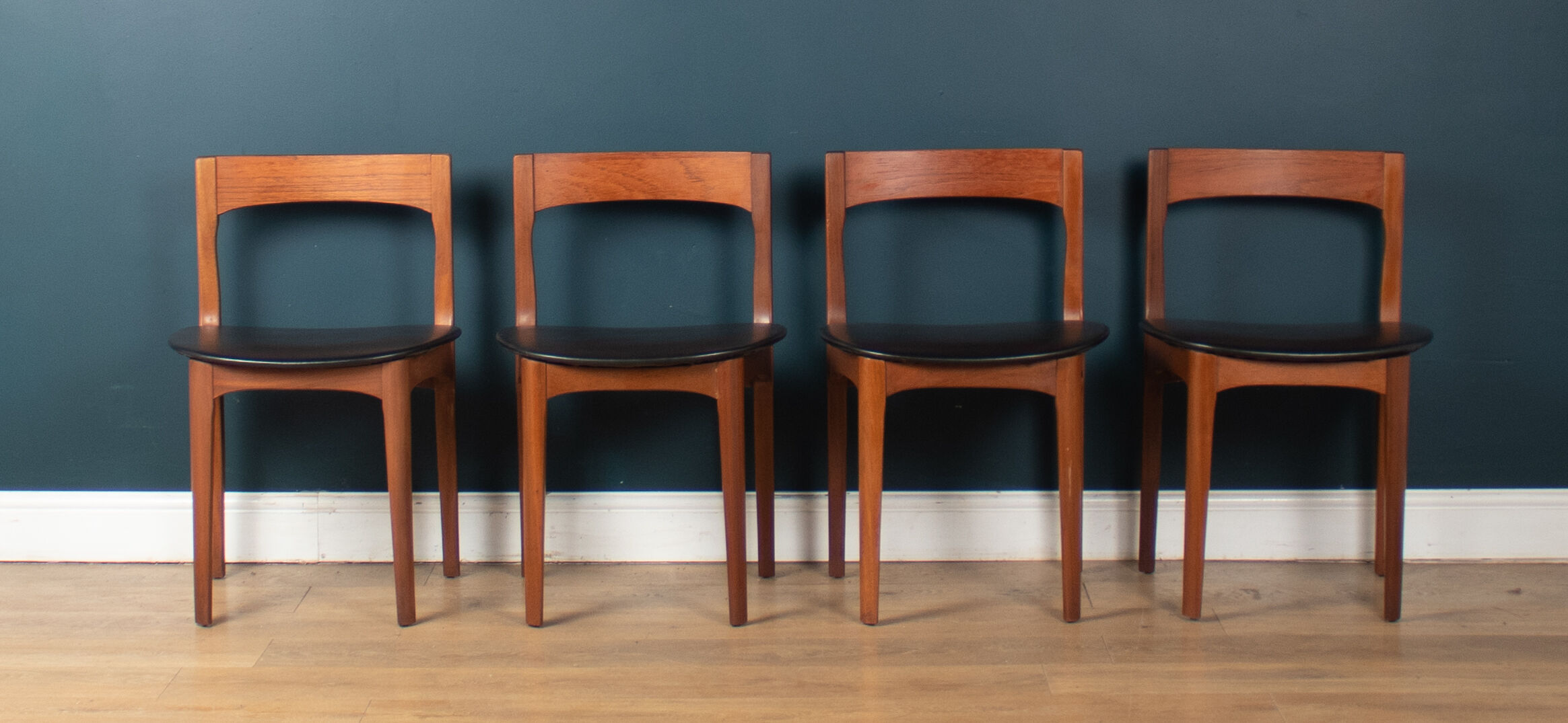 Retro Teak 1960s Round Dining Table & Four Space Saving Chairs By Nathan