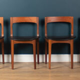 Retro Teak 1960s Round Dining Table & Four Space Saving Chairs By Nathan