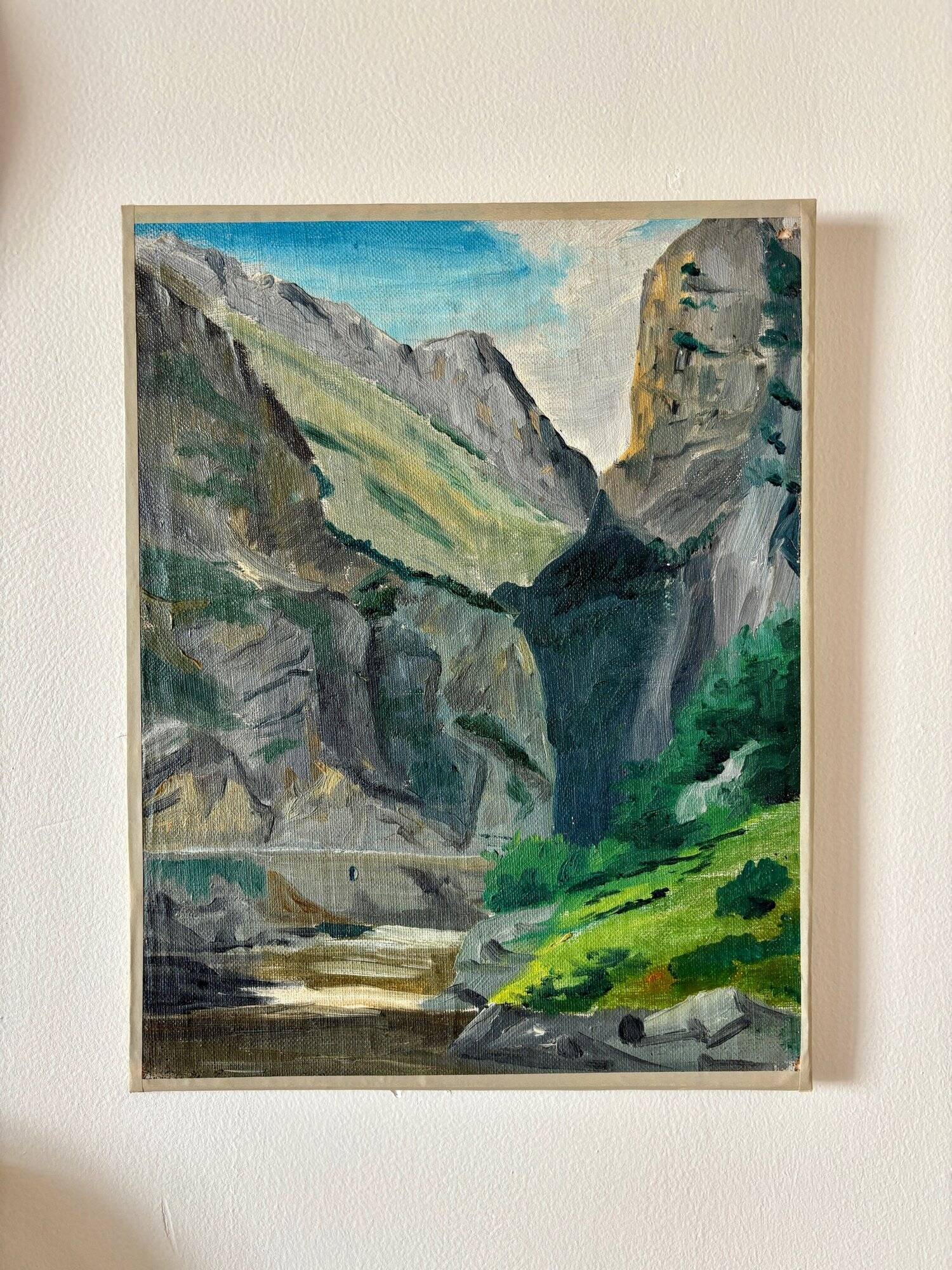 Oil painting on canvas "Cliff and River" No. 44