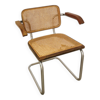 Fauteuil vintage Cesca en rotin : fauteuil italien moderne du milieu du siècle, années 1970
